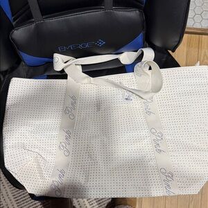 White Tote Bag with Rhinestones